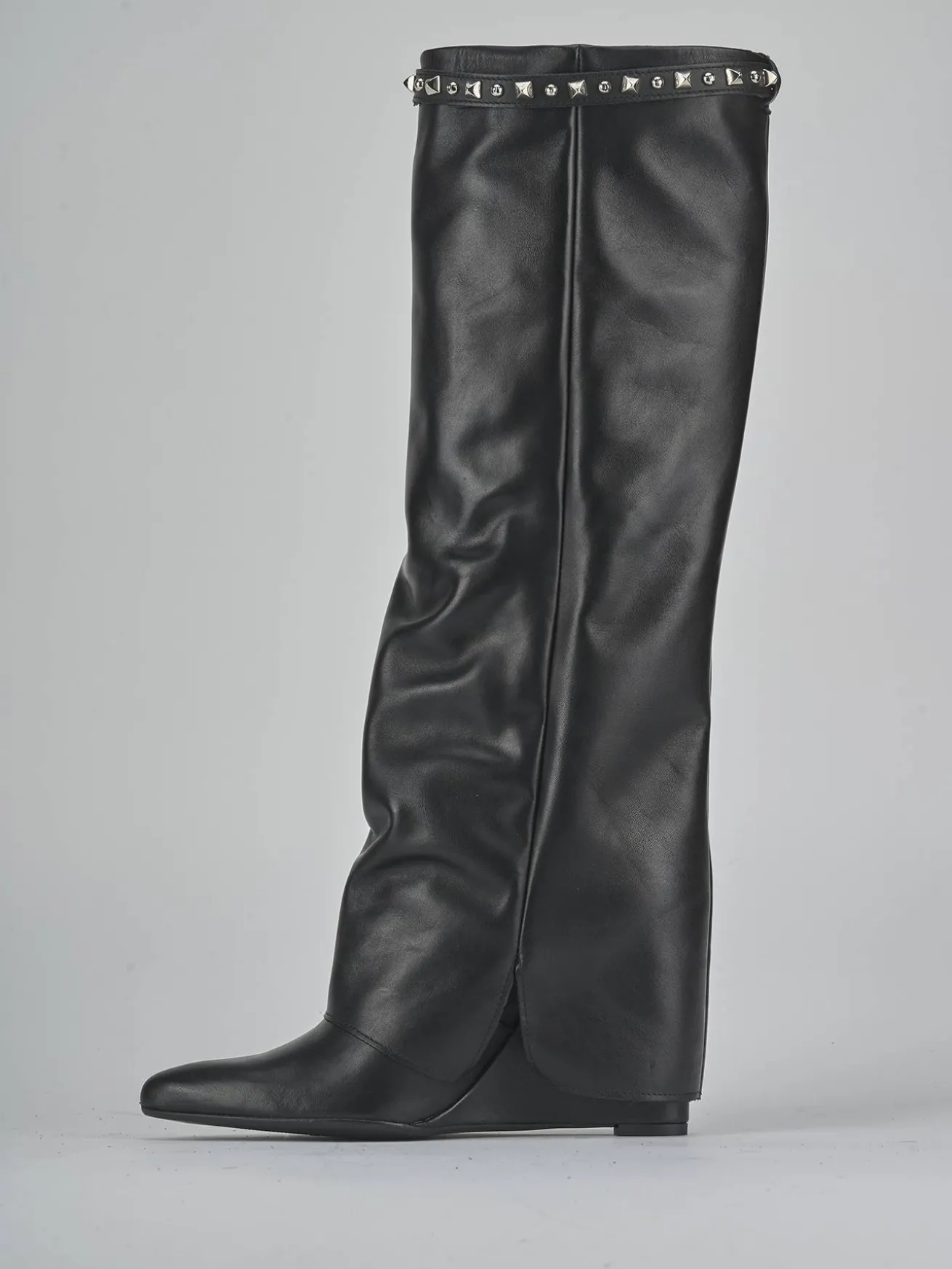 Stivali tacco 9cm pelle nero