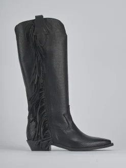 Stivali tacco 2cm pelle nero