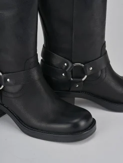 Stivali tacco 4cm pelle nero