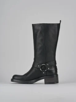 Stivali tacco 4cm pelle nero