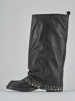 Stivali tacco 3cm pelle nero