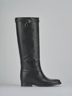 Stivali tacco 2cm pelle nero