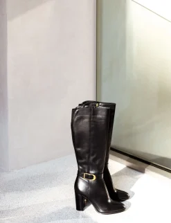 Stivali tacco 8cm pelle nero