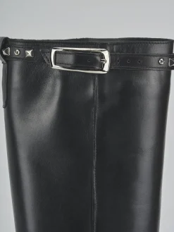 Stivali tacco 2cm pelle nero