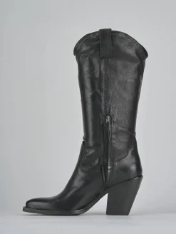 Stivali tacco 7cm pelle nero