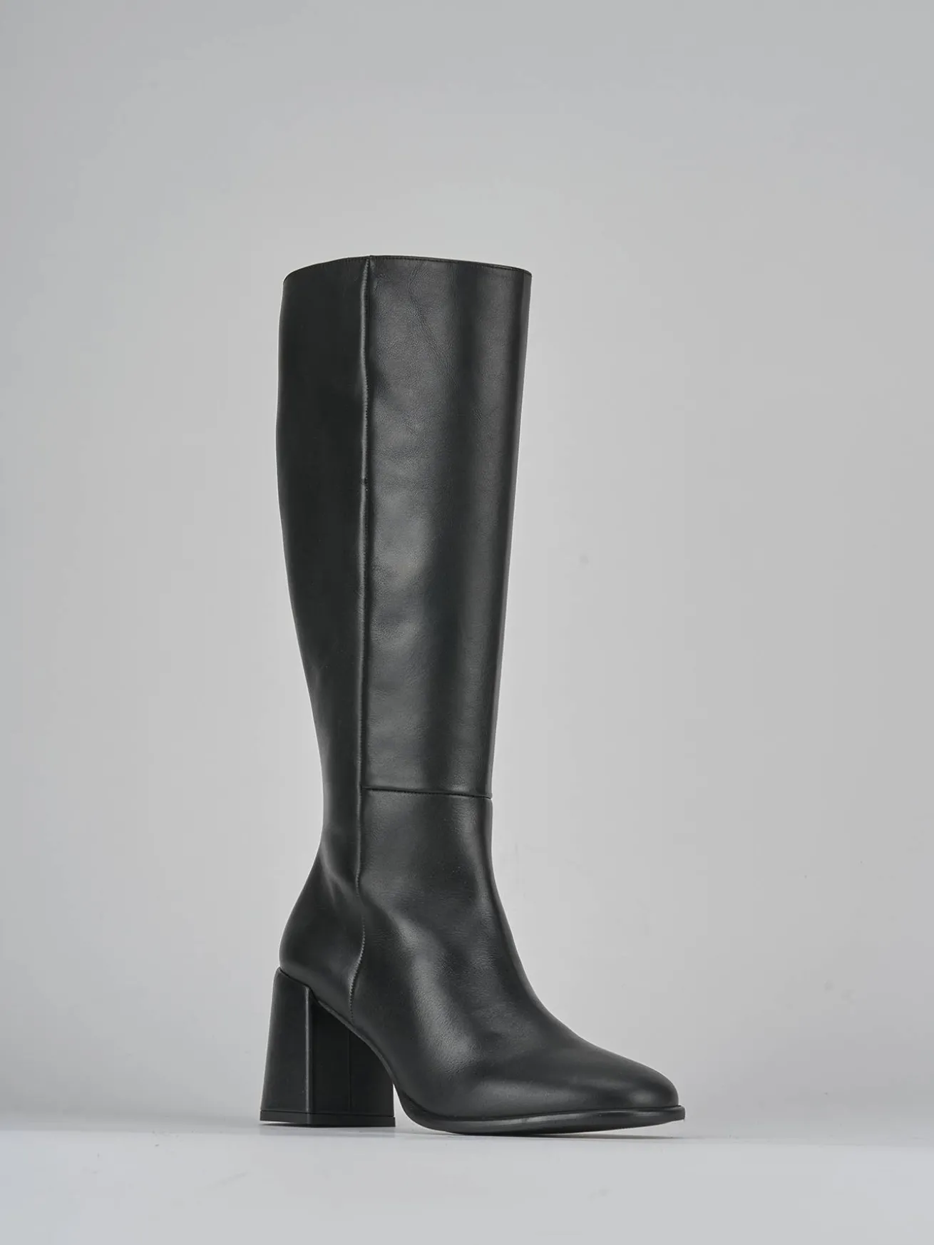 Stivali tacco 7cm pelle nero