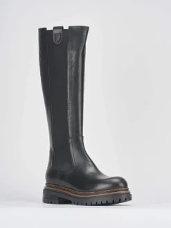 Stivali tacco 2cm pelle nero