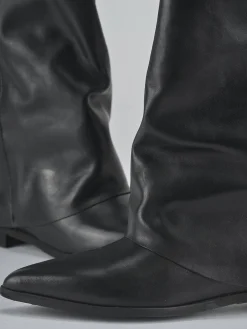 Stivali tacco 2cm pelle nero