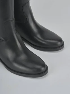 Stivali tacco 2cm pelle nero