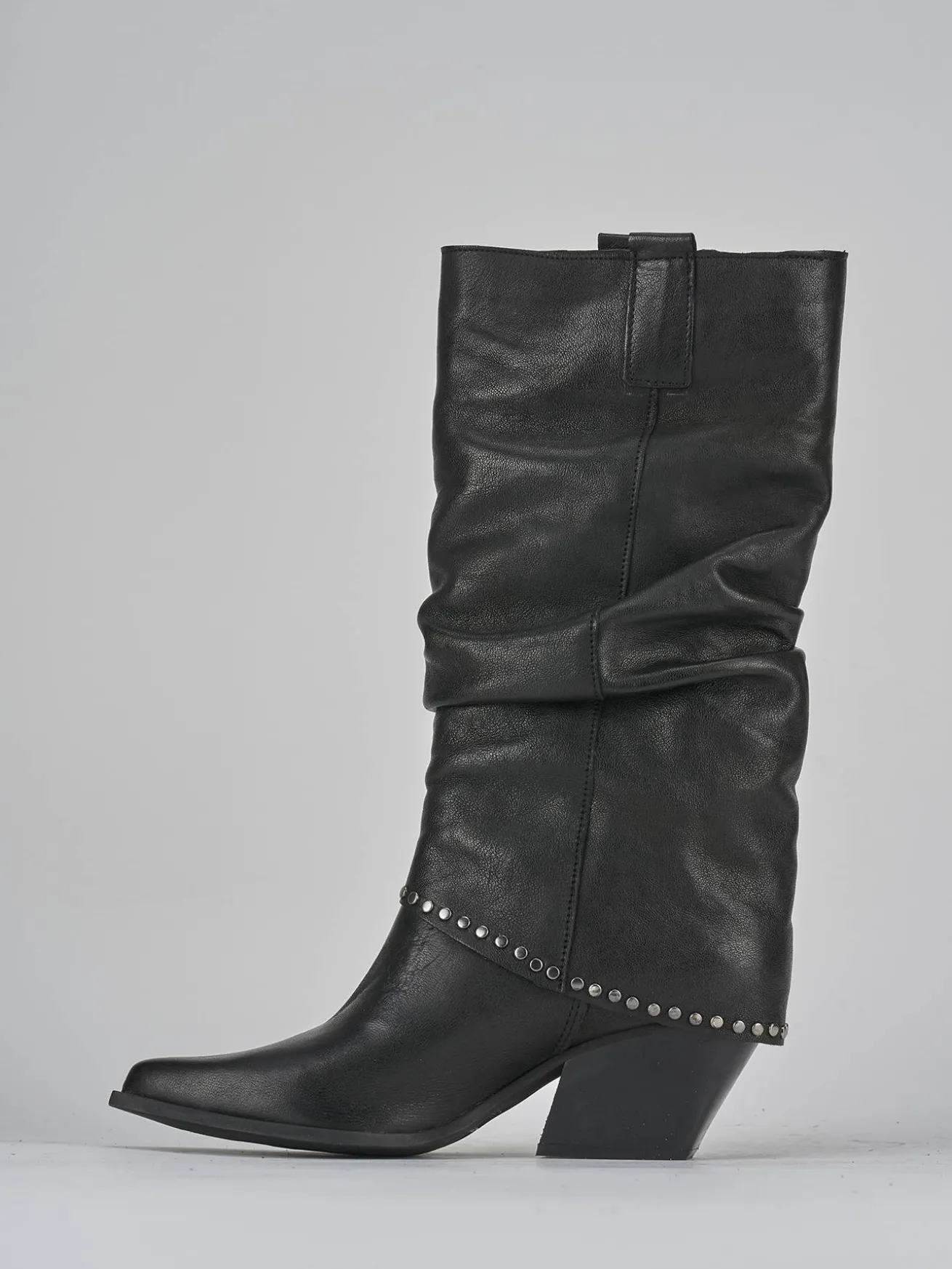 Stivali tacco 8cm pelle nero