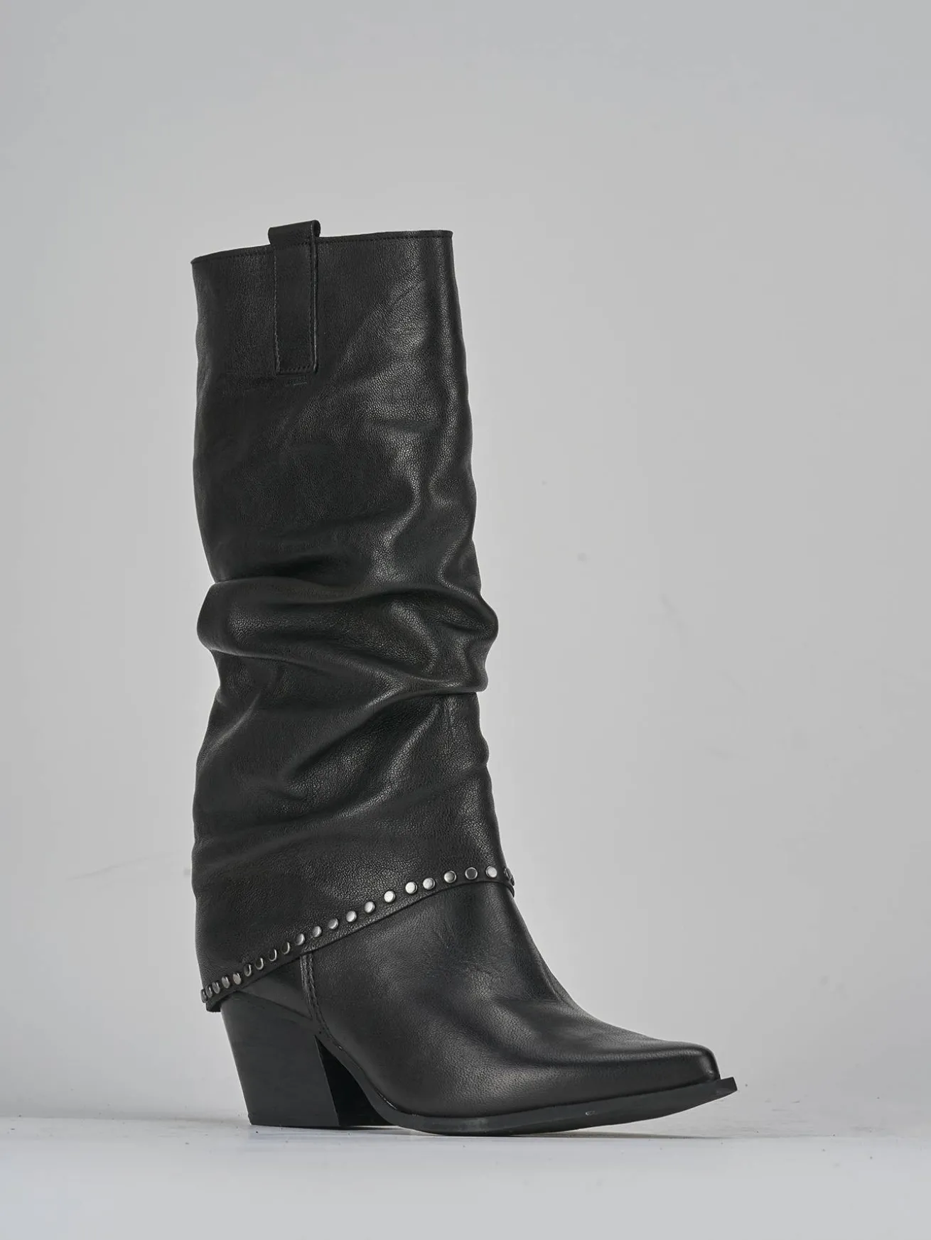 Stivali tacco 8cm pelle nero