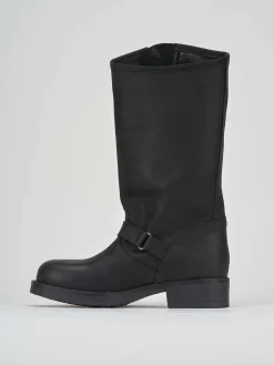 Stivali tacco 1cm pelle nero