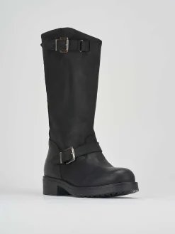 Stivali tacco 1cm pelle nero