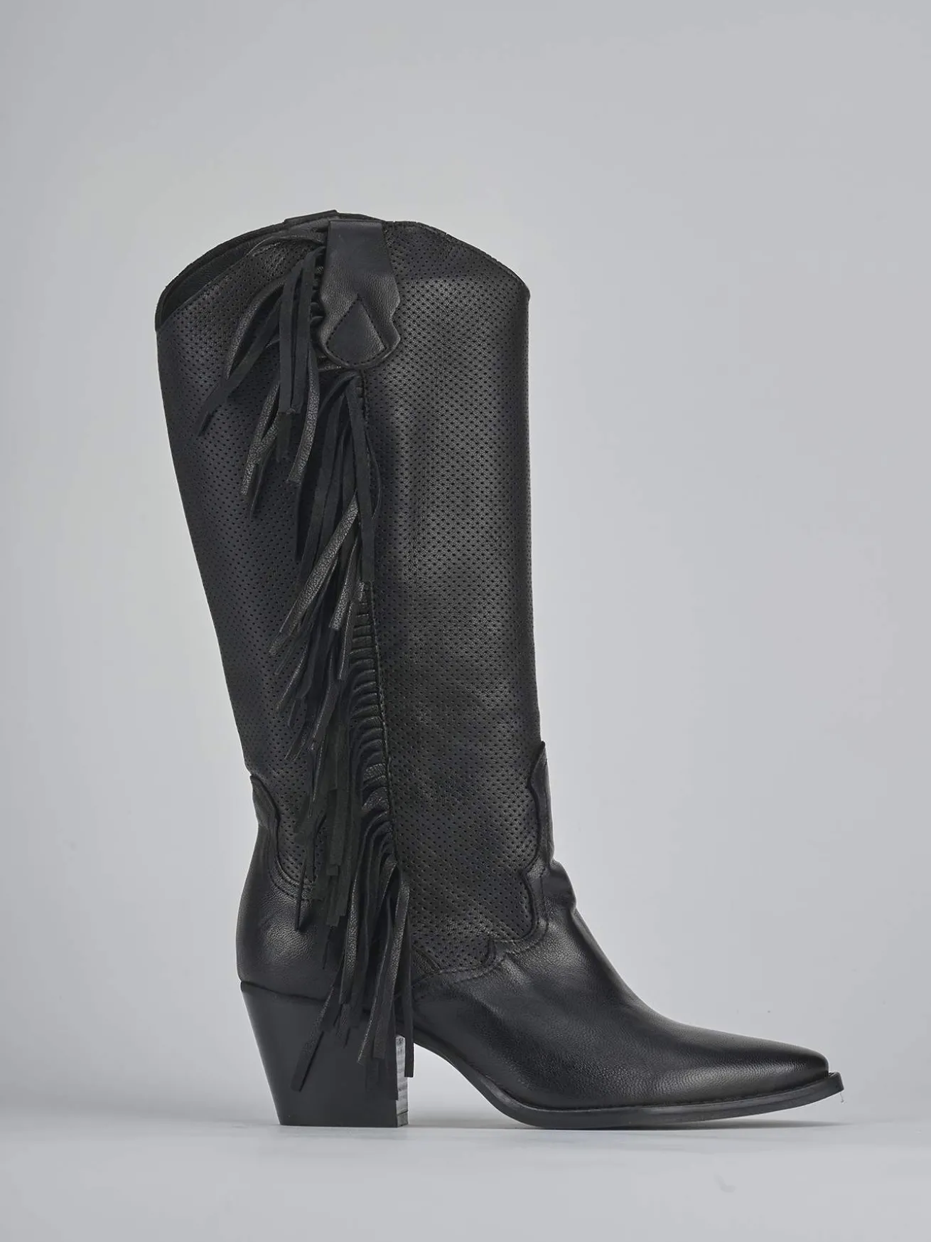 Stivali tacco 6cm pelle nero