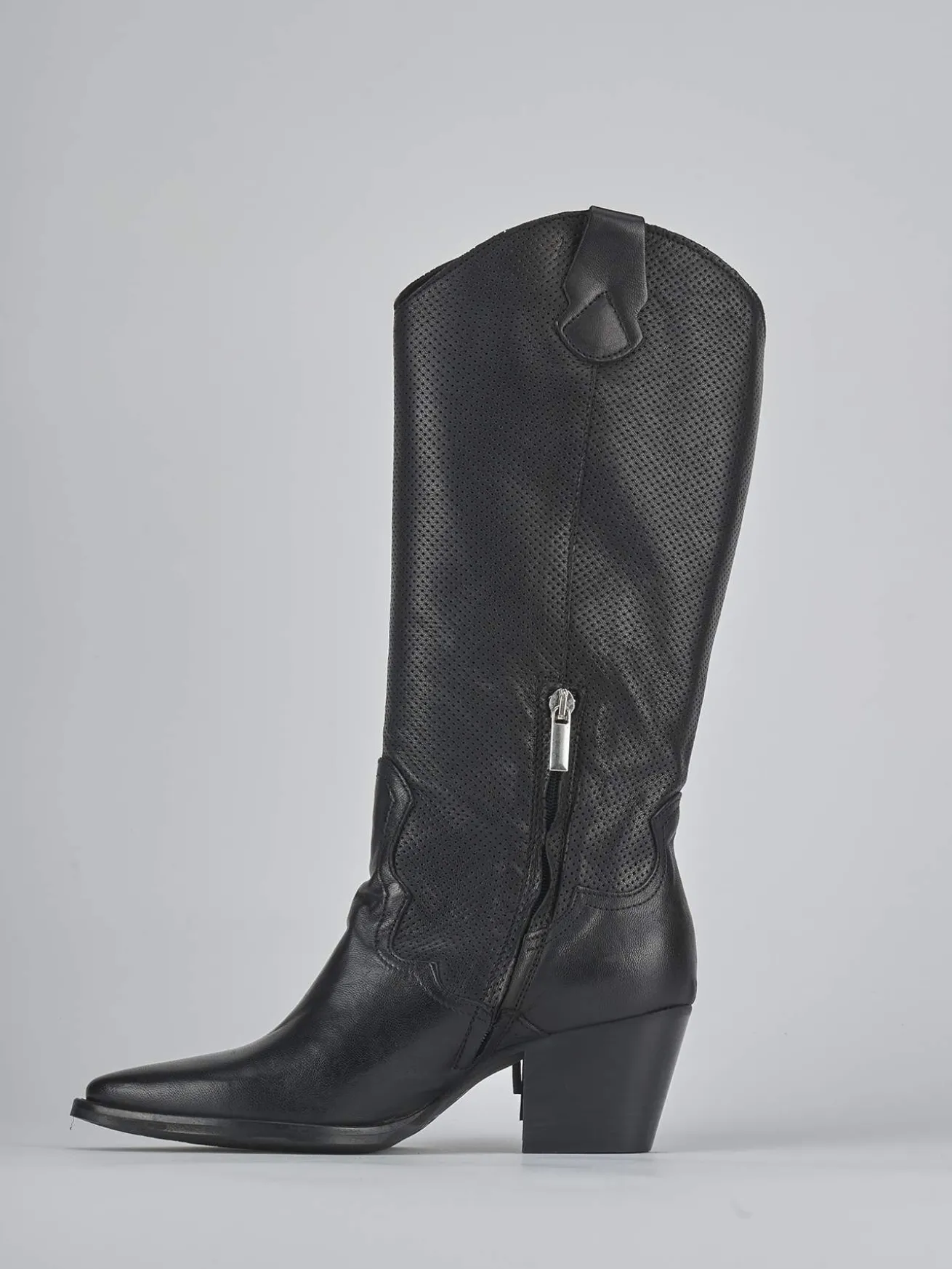 Stivali tacco 6cm pelle nero