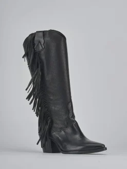 Stivali tacco 6cm pelle nero