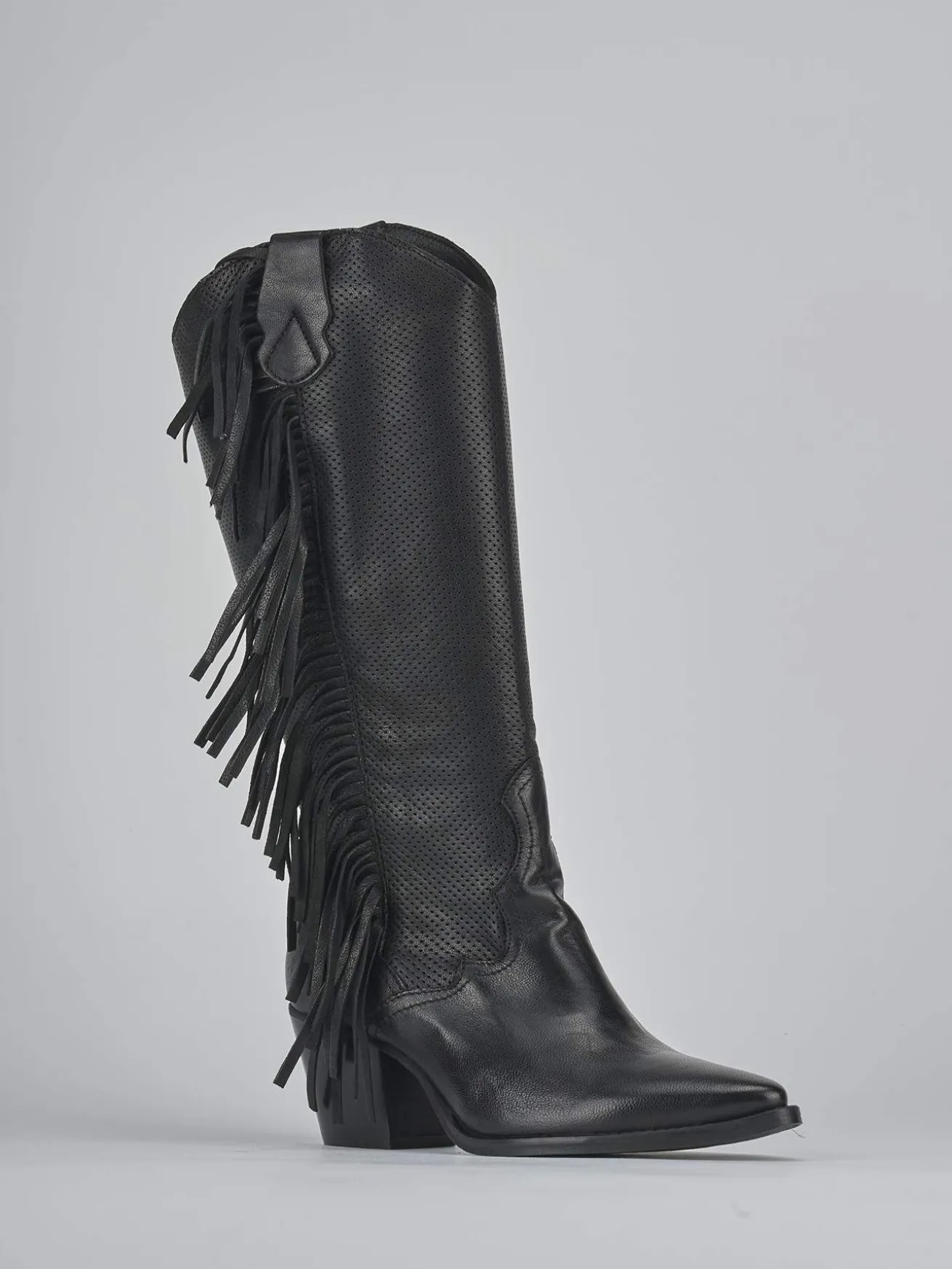 Stivali tacco 6cm pelle nero