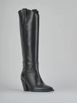 Stivali tacco 8cm pelle nero