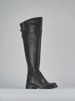 Stivali tacco 1cm pelle nero