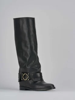 Stivali tacco 2cm pelle nero