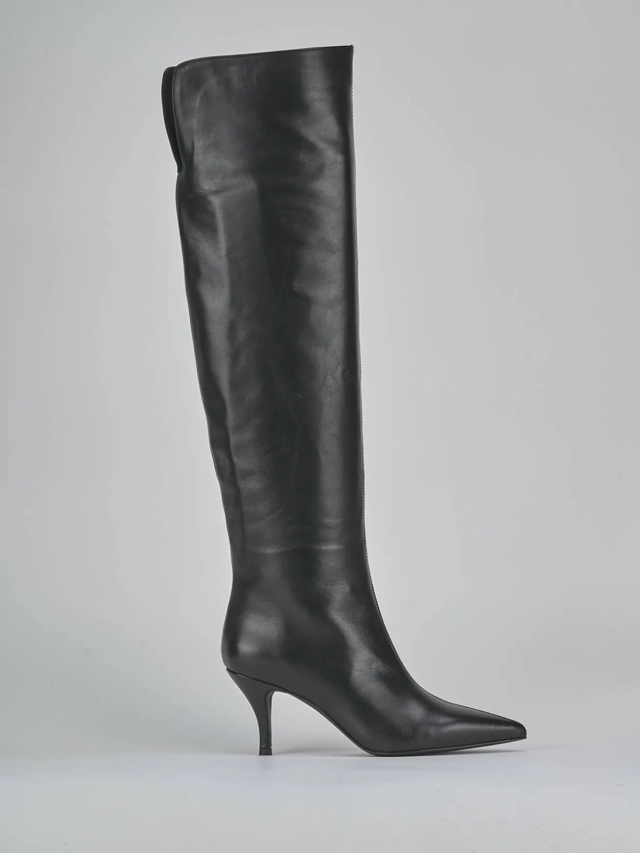 Stivali tacco 7cm pelle nero