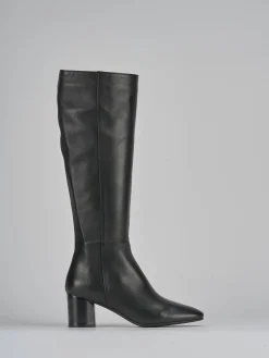 Stivali tacco 5cm pelle nero