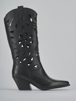 Stivali tacco 6cm pelle nero