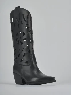 Stivali tacco 6cm pelle nero