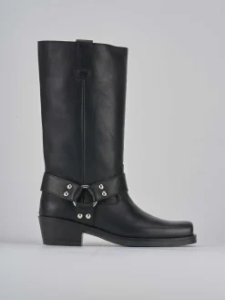 Stivali tacco 4cm pelle nero