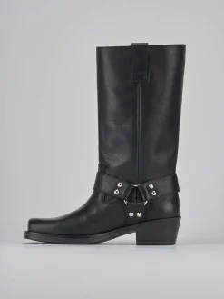 Stivali tacco 4cm pelle nero