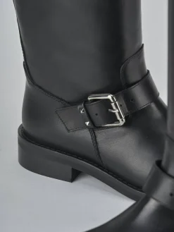 Stivali tacco 2cm pelle nero