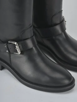 Stivali tacco 2cm pelle nero