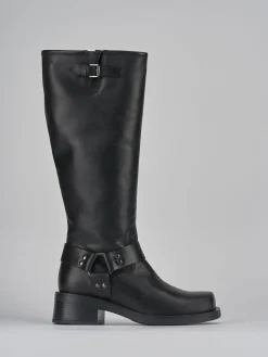 Stivali tacco 3cm pelle nero