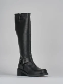 Stivali tacco 3cm pelle nero