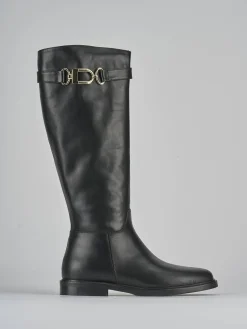 Stivali tacco 2cm pelle nero