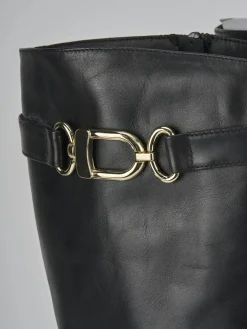 Stivali tacco 2cm pelle nero