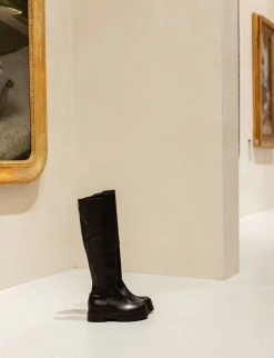 Stivali tacco 3cm pelle nero