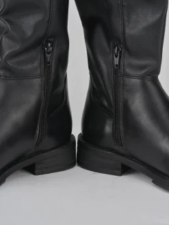 Stivali tacco 2cm pelle nero