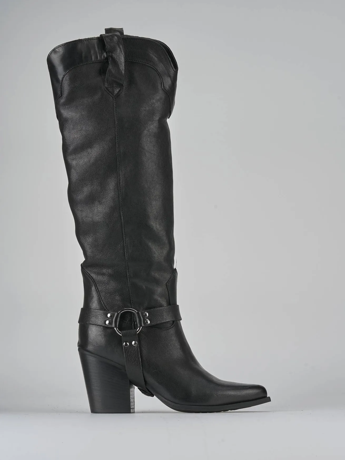 Stivali tacco 7cm pelle nero