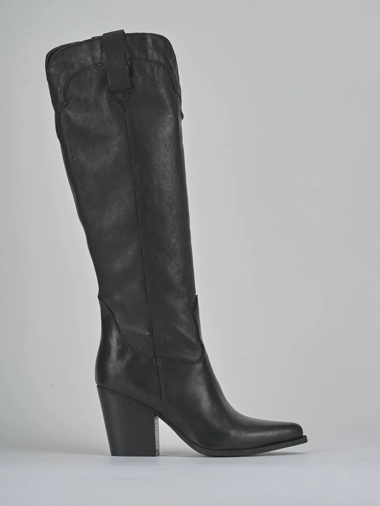 Stivali tacco 7cm pelle nero