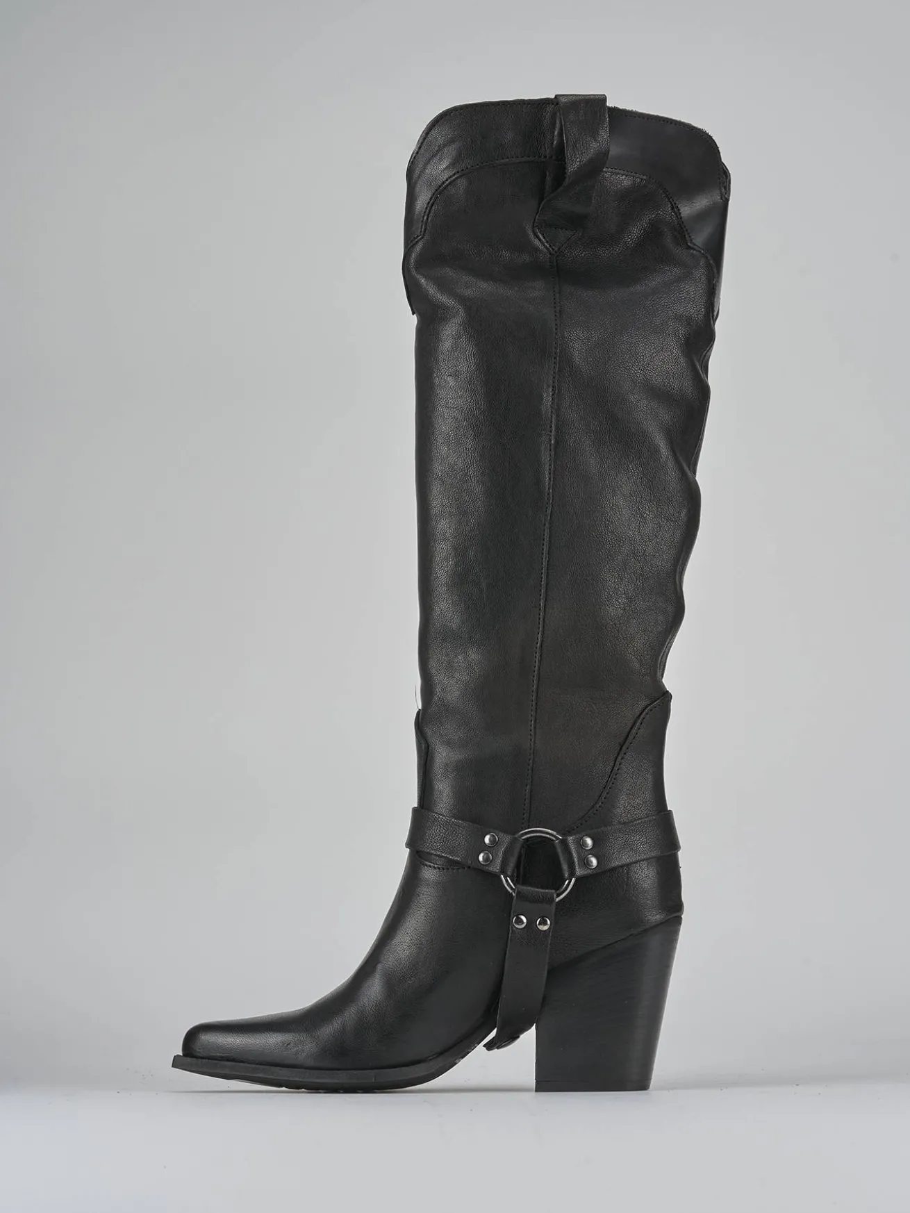 Stivali tacco 7cm pelle nero