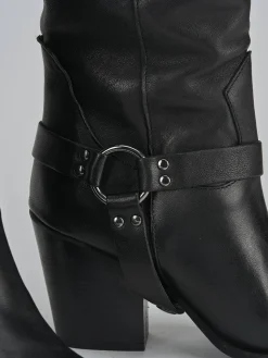 Stivali tacco 7cm pelle nero