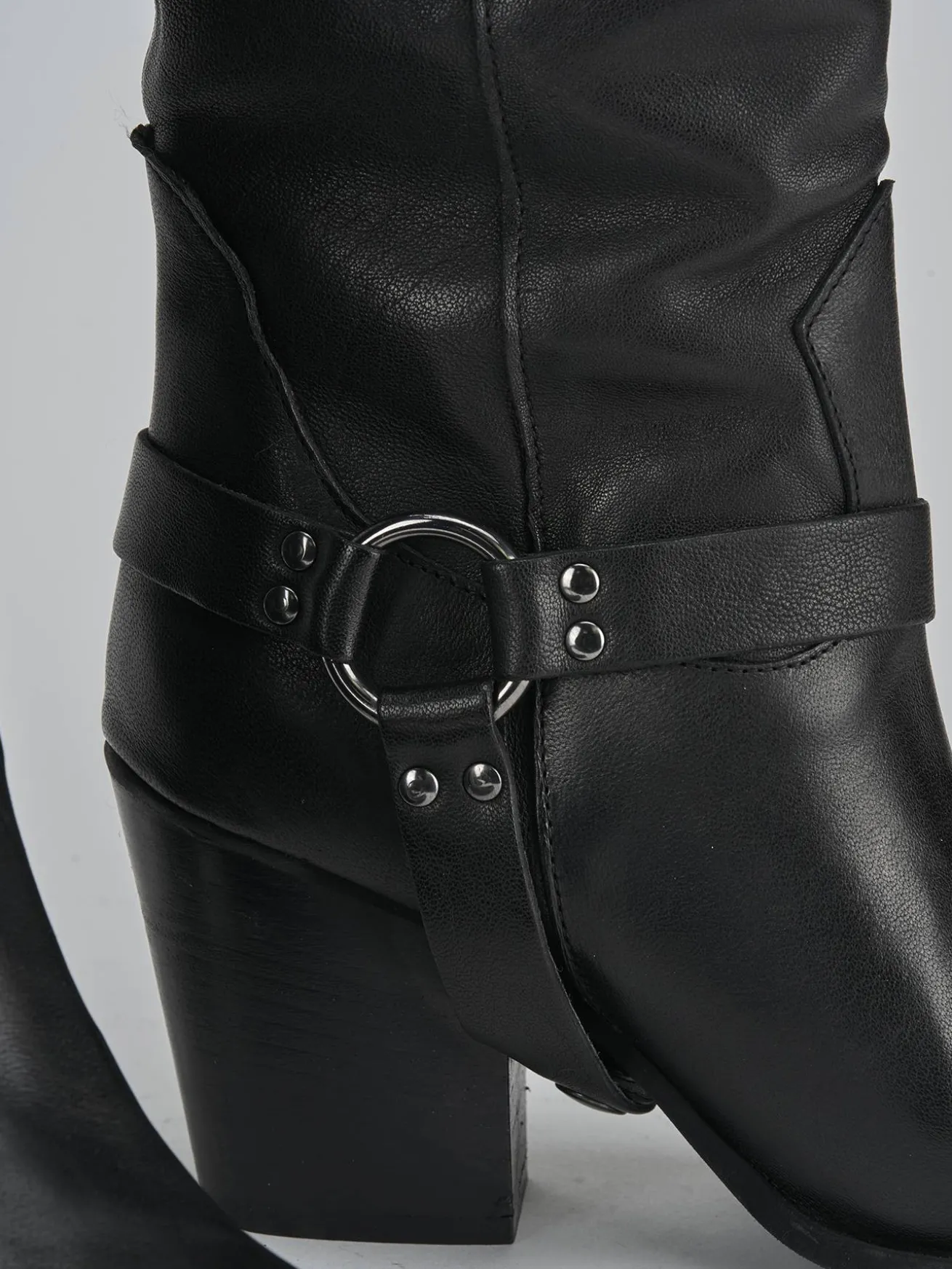 Stivali tacco 7cm pelle nero