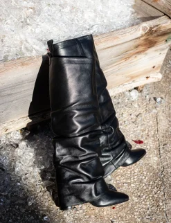 Stivali tacco 7cm pelle nero