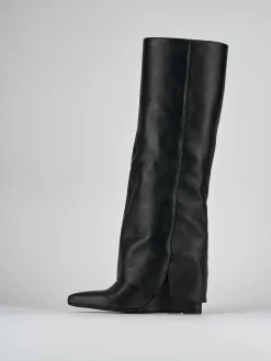 Stivali tacco 5cm pelle nero