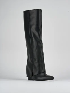 Stivali tacco 5cm pelle nero