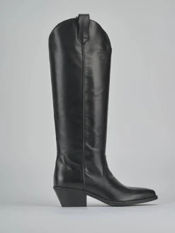 Stivali tacco 4cm pelle nero