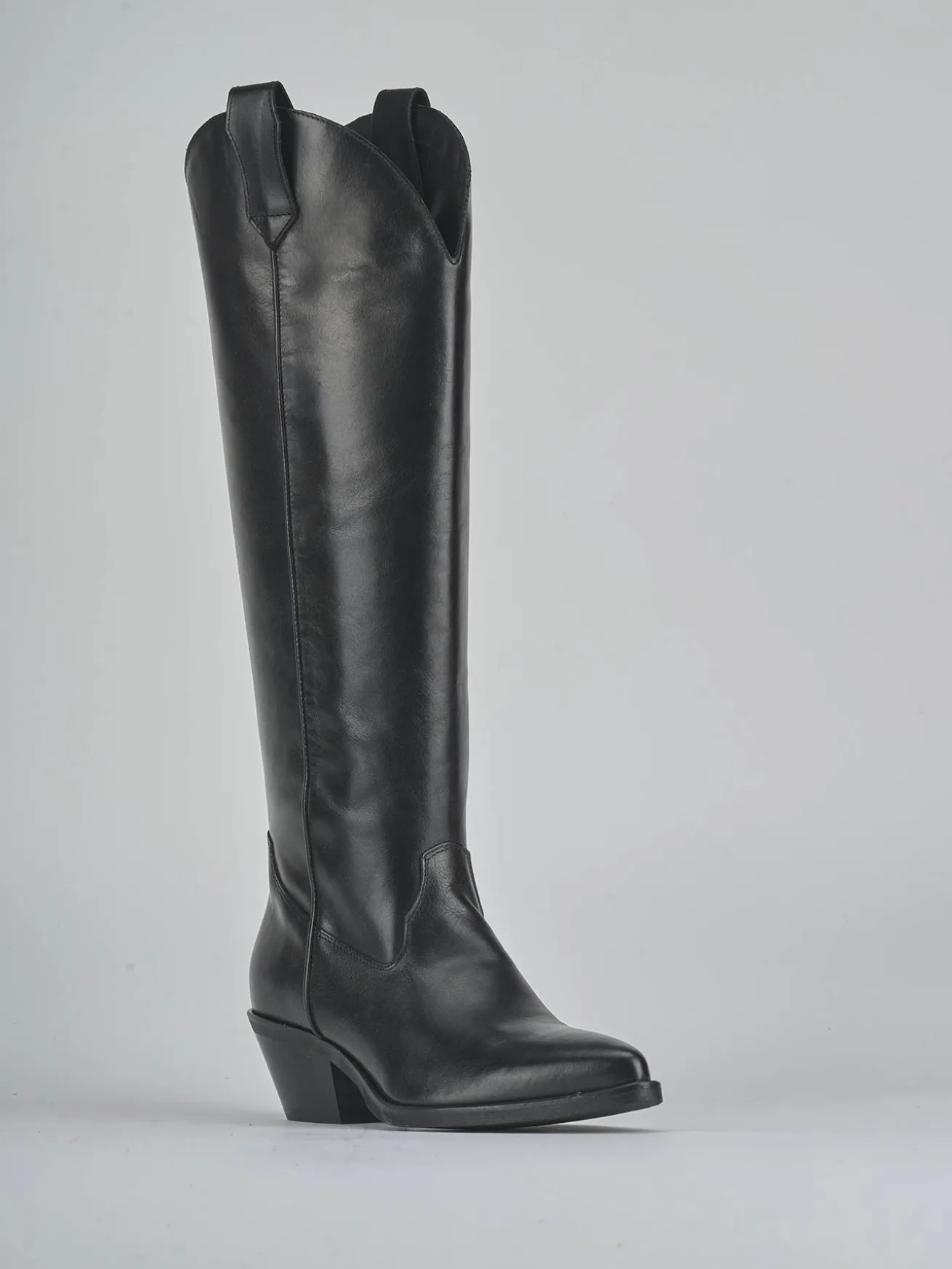 Stivali tacco 4cm pelle nero