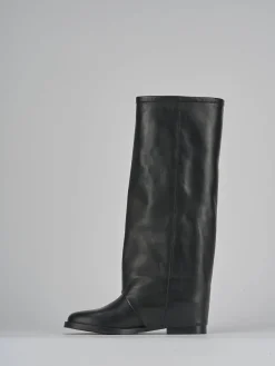 Stivali tacco 2cm pelle nero