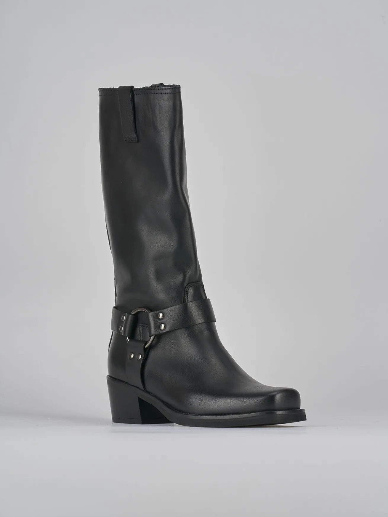 Stivali tacco 4cm pelle nero